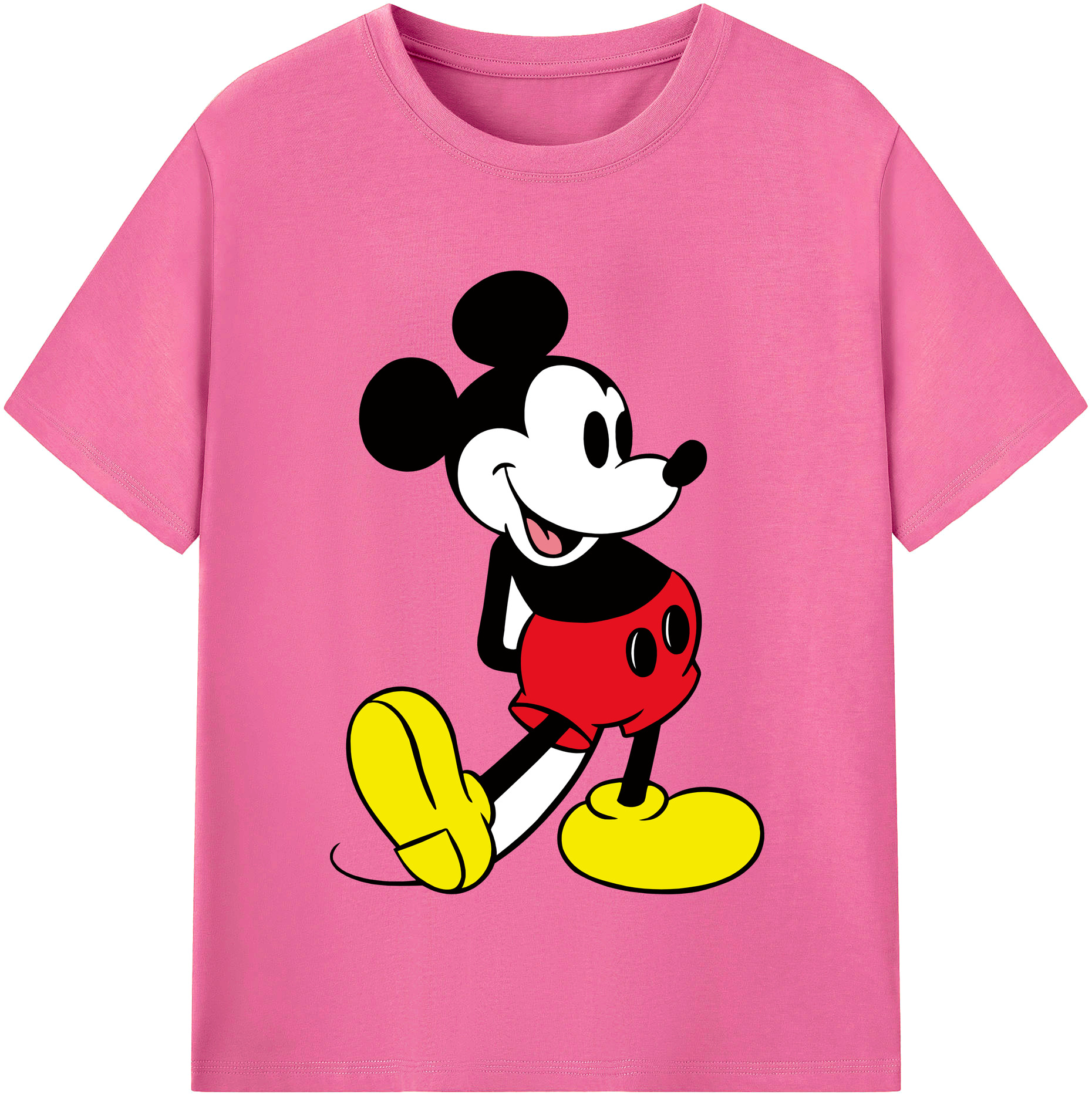（画像用） ミッキーマウス Mickey Mouse レディースカジュアルプリントTシャツ（綿100％）